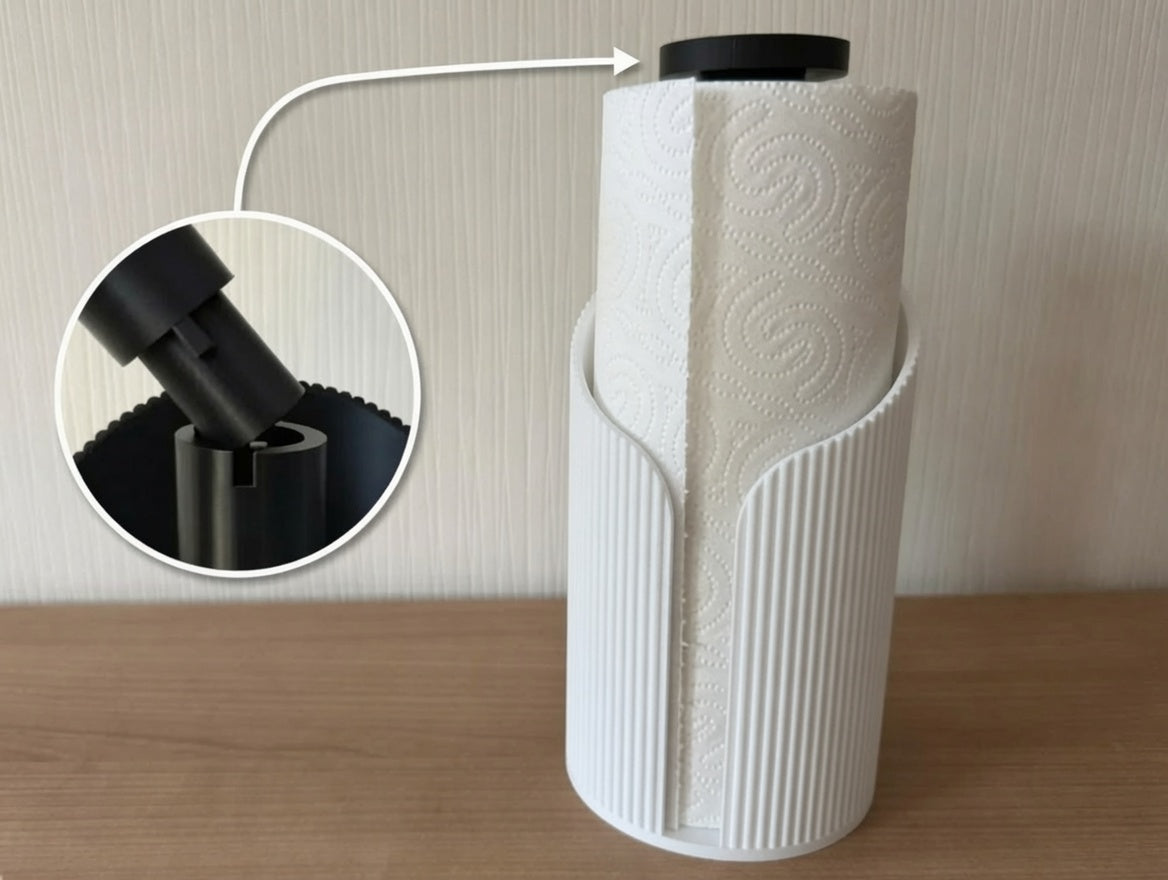 Ribbed Kağıt Havlu Askısı - Beyaz