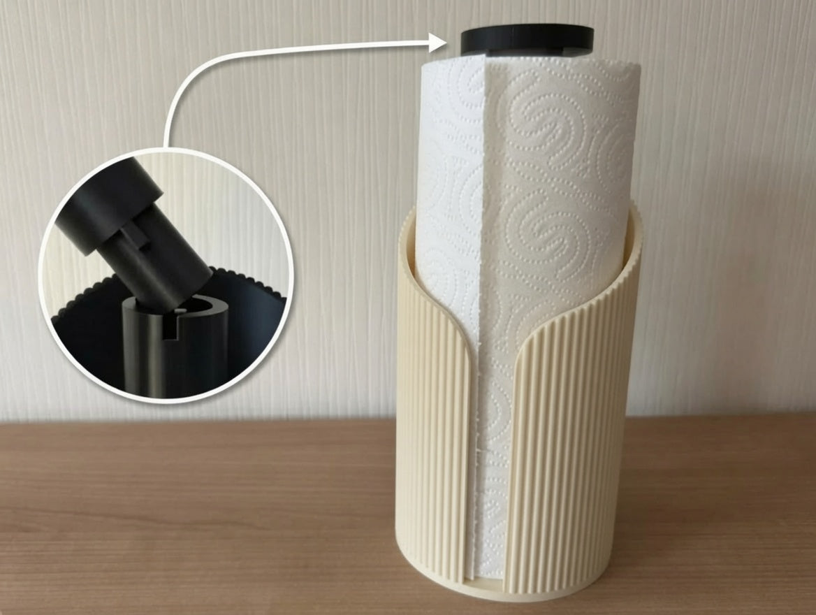 Ribbed Kağıt Havlu Askısı - Krem