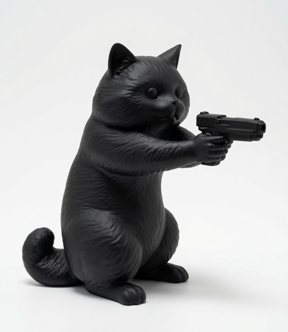 Gangster Kedi Figürü - Siyah