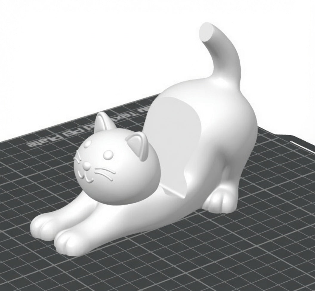 Esneyen Kedi Telefon Standı - Beyaz