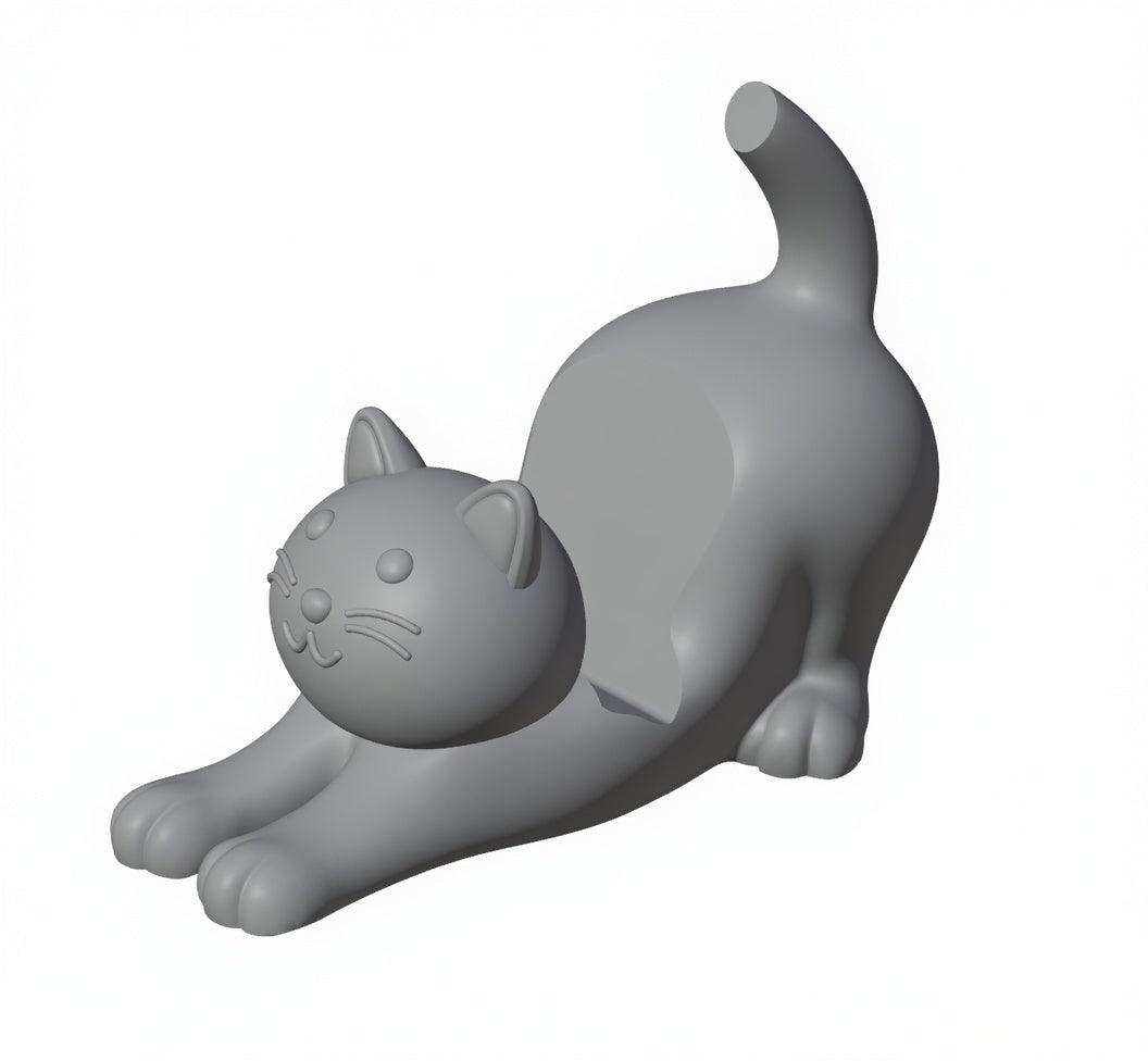 Esneyen Kedi Telefon Standı - Gri