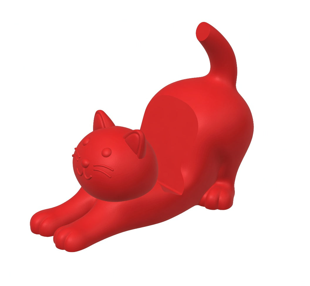 Esneyen Kedi Telefon Standı - Kırmızı