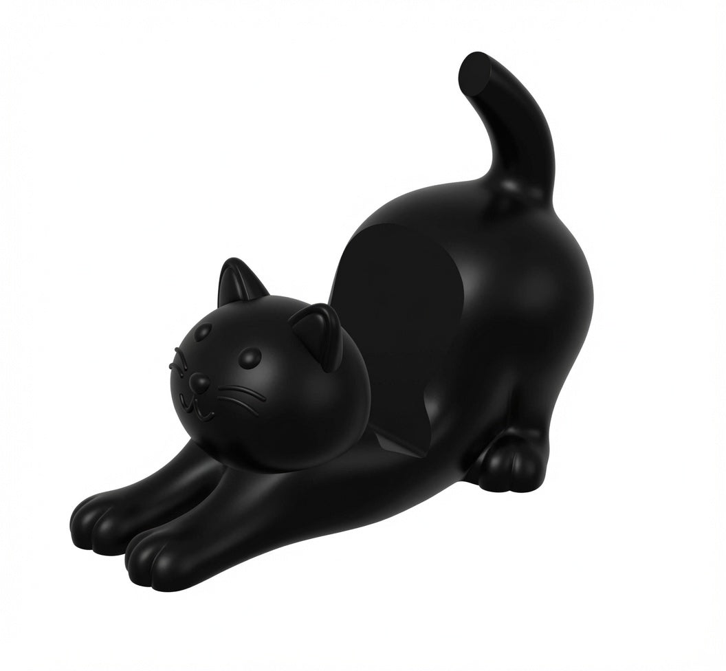 Esneyen Kedi Telefon Standı - Siyah