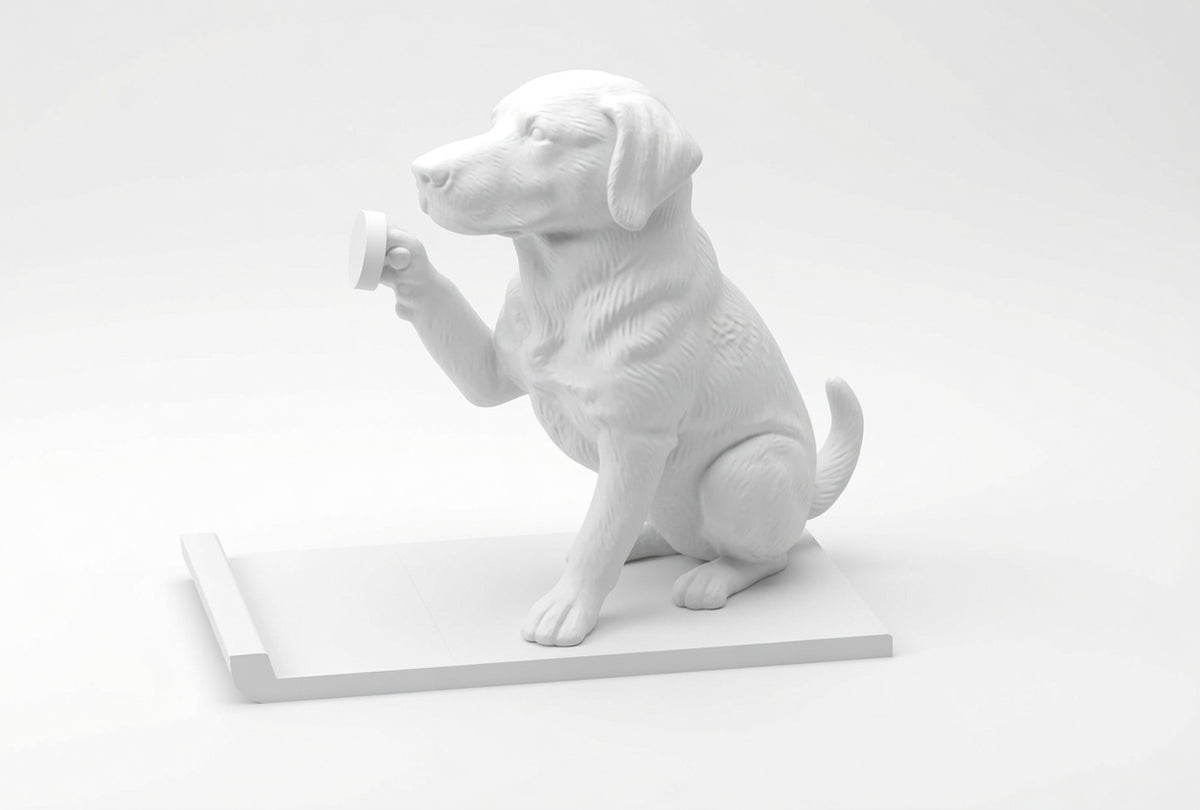 Köpek Figürlü Telefon Standı - Beyaz